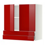 МЕТОД / МАКСИМЕРА Навесной шкаф/2дверцы/2ящика - 80x80 см, Рингульт глянцевый красный, белый МЕТОД / МАКСИМЕРА Навесной шкаф/2дверцы/2ящика - 80x80 см, Рингульт глянцевый красный, белый
