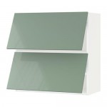 МЕТОД Навесной шкаф/2 дверцы, горизонтал - белый, Калларп глянцевый светло-зеленый, 80x80 см