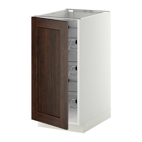 МЕТОД Напольный шкаф с проволочн ящиками - белый, Эдсерум под дерево коричневый, 40x60 см МЕТОД Напольный шкаф с проволочн ящиками - белый, Эдсерум под дерево коричневый, 40x60 см