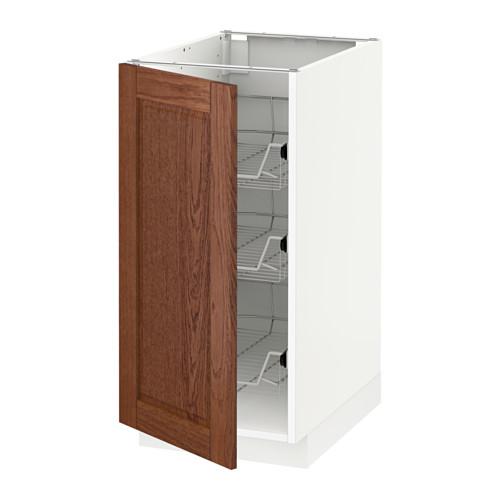 МЕТОД Напольный шкаф с проволочн ящиками - белый, Филипстад коричневый, 40x60 см