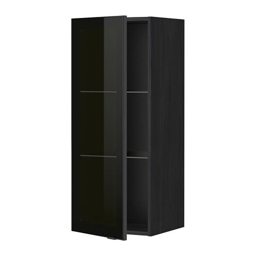 МЕТОД Навесной шкаф с полками/стекл дв - под дерево черный, Ютис дымчатое стекло/черный, 40x100 см МЕТОД Навесной шкаф с полками/стекл дв - под дерево черный, Ютис дымчатое стекло/черный, 40x100 см