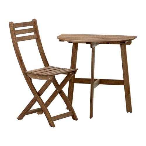 АСКХОЛЬМЕН Стол+1 складной стул, д/сада - Аскхольмен серо-коричневая морилка