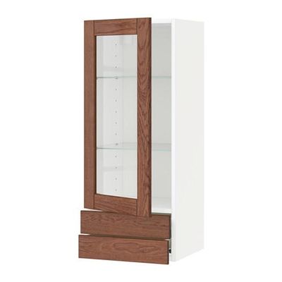 МЕТОД / ФОРВАРА Навесной шкаф/стекл дверца/2 ящика - 40x100 см, белый, Филипстад коричневый МЕТОД / ФОРВАРА Навесной шкаф/стекл дверца/2 ящика - 40x100 см, белый, Филипстад коричневый