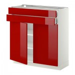 МЕТОД / МАКСИМЕРА Напольный шкаф/2дверцы/2ящика - 80x37 см, Рингульт глянцевый красный, белый МЕТОД / МАКСИМЕРА Напольный шкаф/2дверцы/2ящика - 80x37 см, Рингульт глянцевый красный, белый