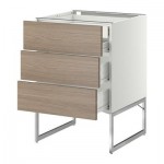 МЕТОД / ФОРВАРА Напольн шкаф 3фронт пнл/2низ/2ср ящ - 60x60x60 см, Брокхульт под грецкий орех светло-серый, белый МЕТОД / ФОРВАРА Напольн шкаф 3фронт пнл/2низ/2ср ящ - 60x60x60 см, Брокхульт под грецкий орех светло-серый, белый