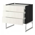 МЕТОД / ФОРВАРА Напольн шкаф 3фронт пнл/2низ/2ср ящ - 80x60x60 см, Росдаль белый ясень, под дерево черный