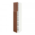 МЕТОД Высокий шкаф с полками/2 дверцы - белый, Филипстад коричневый, 40x60x200 см