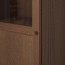 БИЛЛИ / ОКСБЕРГ Стеллаж/панельная/стеклянная дверь - коричневый ясеневый шпон/стекло