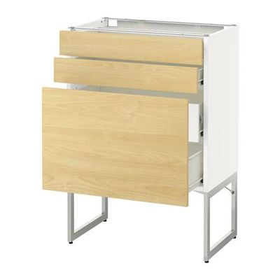 МЕТОД / ФОРВАРА Напольн шкаф 3фронт пнл/2низ/2ср ящ - 60x37x60 см, Тингсрид под березу, белый МЕТОД / ФОРВАРА Напольн шкаф 3фронт пнл/2низ/2ср ящ - 60x37x60 см, Тингсрид под березу, белый