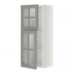 МЕТОД Навесной шкаф с полками/2 стекл дв - белый, Будбин серый