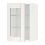METOD навесной шкаф с полками/стекл дв белый/Сэведаль белый 40x38.8x60 cm