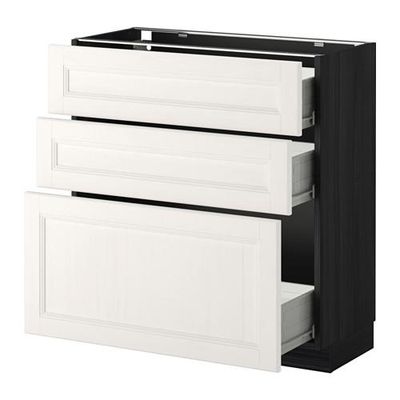 МЕТОД / ФОРВАРА Напольный шкаф с 3 ящиками - 80x37 см, Лаксарби белый, под дерево черный