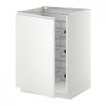 МЕТОД Напольный шкаф с проволочн ящиками - 60x60 см, Нодста белый/алюминий, белый