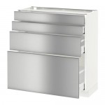 МЕТОД / МАКСИМЕРА Напольн шкаф 4 фронт панели/4 ящика - белый, Гревста нержавеющ сталь, 80x37 см МЕТОД / МАКСИМЕРА Напольн шкаф 4 фронт панели/4 ящика - белый, Гревста нержавеющ сталь, 80x37 см