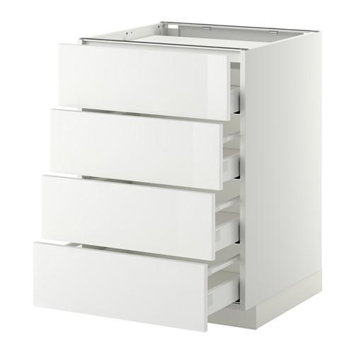 МЕТОД / МАКСИМЕРА Напольн шкаф/4фронт пнл/4ящика - белый, Рингульт глянцевый белый, 60x60 см МЕТОД / МАКСИМЕРА Напольн шкаф/4фронт пнл/4ящика - белый, Рингульт глянцевый белый, 60x60 см