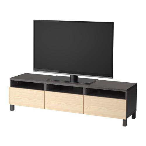БЕСТО Тумба д/ТВ с ящиками - черно-коричневый/Инвикен ясеневый шпон, направляющие ящика, плавно закр БЕСТО Тумба д/ТВ с ящиками - черно-коричневый/Инвикен ясеневый шпон, направляющие ящика, плавно закр
