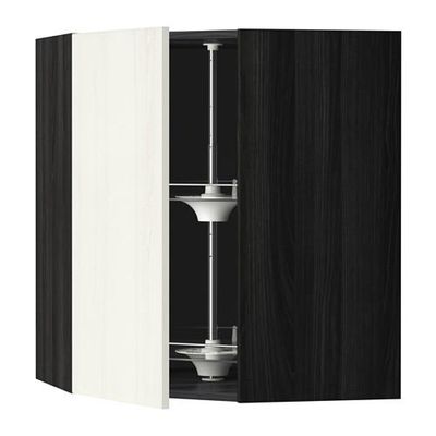 МЕТОД Угл нвсн шкф с вращающ секц - 68x80 см, Росдаль белый ясень, под дерево черный МЕТОД Угл нвсн шкф с вращающ секц - 68x80 см, Росдаль белый ясень, под дерево черный