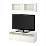 БЕСТО Шкаф для ТВ, комбин/стеклян дверцы - Лаппвикен/Синдвик белый прозрачное стекло, направляющие ящика,нажимные БЕСТО Шкаф для ТВ, комбин/стеклян дверцы - Лаппвикен/Синдвик белый прозрачное стекло, направляющие ящика,нажимные