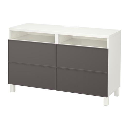 БЕСТО Тумба д/ТВ с ящиками - белый/Грундсвикен темно-серый, направляющие ящика,нажимные БЕСТО Тумба д/ТВ с ящиками - белый/Грундсвикен темно-серый, направляющие ящика,нажимные