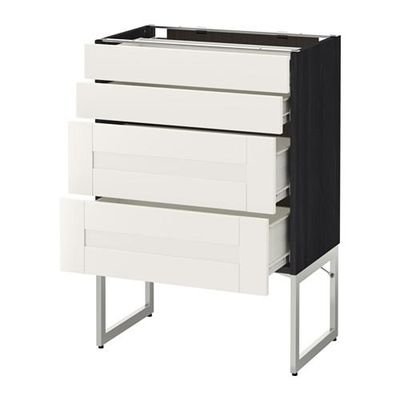 МЕТОД / ФОРВАРА Нплн шк 4 фронт/2 низк/2средн ящ - 60x37x60 см, Сэведаль белый, под дерево черный МЕТОД / ФОРВАРА Нплн шк 4 фронт/2 низк/2средн ящ - 60x37x60 см, Сэведаль белый, под дерево черный