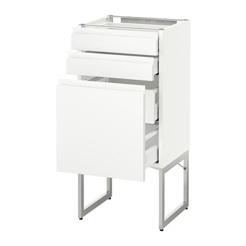 МЕТОД / МАКСИМЕРА Напольн шкаф 3фронт пнл/2низ/2ср ящ - белый, Воксторп белый, 40x37x60 см