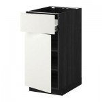 МЕТОД / ФОРВАРА Напольн шкаф с полкой/ящиком/дверью - под дерево черный, Хэггеби белый, 40x60 см