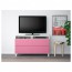 БЕСТО Тумба д/ТВ с ящиками - белый/Лаппвикен розовый, направляющие ящика,нажимные