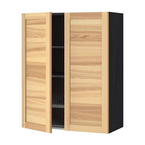 МЕТОД Навесной шкаф с посуд суш/2 дврц - под дерево черный, Торхэмн естественный ясень, 80x100 см МЕТОД Навесной шкаф с посуд суш/2 дврц - под дерево черный, Торхэмн естественный ясень, 80x100 см