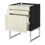 МЕТОД / ФОРВАРА Напольн шкаф 3фронт пнл/2низ/2ср ящ - 60x60x60 см, Будбин белый с оттенком, под дерево черный МЕТОД / ФОРВАРА Напольн шкаф 3фронт пнл/2низ/2ср ящ - 60x60x60 см, Будбин белый с оттенком, под дерево черный