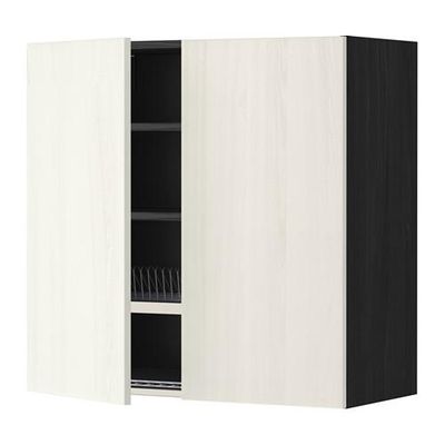 МЕТОД Навесной шкаф с посуд суш/2 дврц - 80x80 см, Росдаль белый ясень, под дерево черный МЕТОД Навесной шкаф с посуд суш/2 дврц - 80x80 см, Росдаль белый ясень, под дерево черный