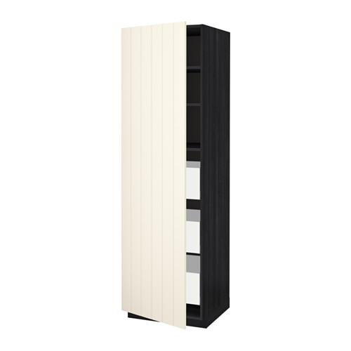 МЕТОД / МАКСИМЕРА Высокий шкаф с ящиками - под дерево черный, Хитарп белый с оттенком, 60x60x200 см
