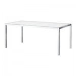 ТОРСБИ Стол обеденный - хромированный/стекло белый ТОРСБИ Стол обеденный - хромированный/стекло белый