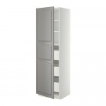 МЕТОД / МАКСИМЕРА Высокий шкаф с ящиками - белый, Будбин серый, 60x60x200 см