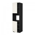 МЕТОД Высок шкаф д/духовки/2дверцы/полки - 60x60x220 см, Росдаль белый ясень, под дерево черный