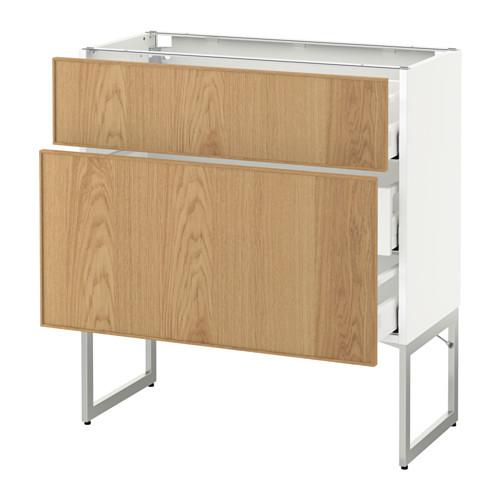 МЕТОД / МАКСИМЕРА Наполн шк 2 фрнт/3 средн ящ - белый, Экестад дуб, 80x37x60 см МЕТОД / МАКСИМЕРА Наполн шк 2 фрнт/3 средн ящ - белый, Экестад дуб, 80x37x60 см