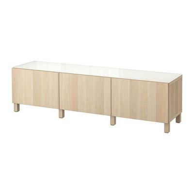 БЕСТО Комбинация для хранения с ящиками - направляющие ящика, плавно закр, Лаппвикен под беленый дуб