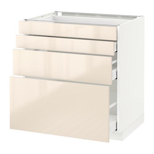 МЕТОД / МАКСИМЕРА Напольн шкаф 4 фронт панели/4 ящика - 80x60 см, Рингульт глянцевый кремовый, белый МЕТОД / МАКСИМЕРА Напольн шкаф 4 фронт панели/4 ящика - 80x60 см, Рингульт глянцевый кремовый, белый