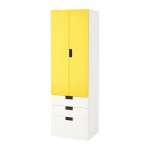 СТУВА Комб для хран с дверц/ящ - белый/желтый