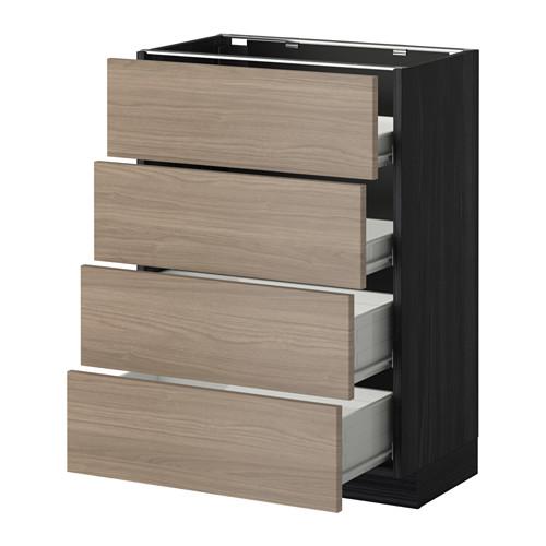 МЕТОД / ФОРВАРА Напольн шкаф 4 фронт панели/4 ящика - под дерево черный, Брокхульт под грецкий орех светло-серый, 60x37 см МЕТОД / ФОРВАРА Напольн шкаф 4 фронт панели/4 ящика - под дерево черный, Брокхульт под грецкий орех светло-серый, 60x37 см