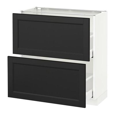 МЕТОД / МАКСИМЕРА Напольный шкаф с 2 ящиками - 80x37 см, Лаксарби черно-коричневый, белый МЕТОД / МАКСИМЕРА Напольный шкаф с 2 ящиками - 80x37 см, Лаксарби черно-коричневый, белый
