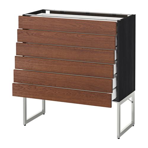 МЕТОД / МАКСИМЕРА Напольн шкаф 6фронт пнл/6 низ ящ - под дерево черный, Филипстад коричневый, 80x37x60 см МЕТОД / МАКСИМЕРА Напольн шкаф 6фронт пнл/6 низ ящ - под дерево черный, Филипстад коричневый, 80x37x60 см