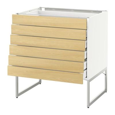 МЕТОД / МАКСИМЕРА Напольн шкаф 6фронт пнл/6 низ ящ - 80x60x60 см, Тингсрид под березу, белый МЕТОД / МАКСИМЕРА Напольн шкаф 6фронт пнл/6 низ ящ - 80x60x60 см, Тингсрид под березу, белый