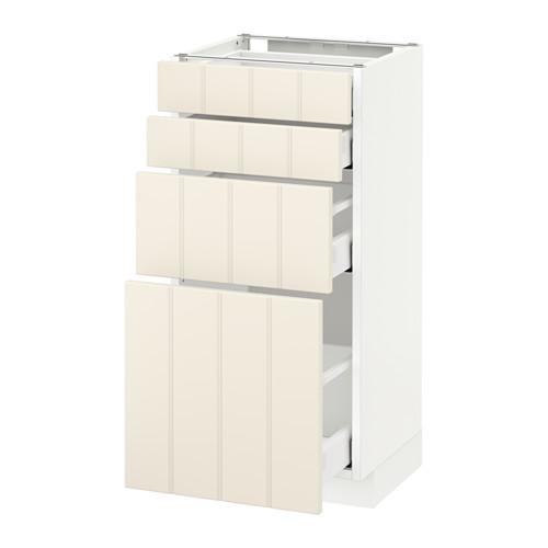 МЕТОД / МАКСИМЕРА Напольн шкаф 4 фронт панели/4 ящика - белый, Хитарп белый с оттенком, 40x37 см
