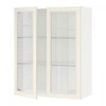 МЕТОД Навесной шкаф с полками/2 стекл дв - 80x100 см, Хитарп белый с оттенком, белый