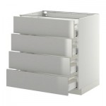 МЕТОД / МАКСИМЕРА Напольн шкаф 4 фронт панели/4 ящика - 80x60 см, Гревста нержавеющ сталь, белый МЕТОД / МАКСИМЕРА Напольн шкаф 4 фронт панели/4 ящика - 80x60 см, Гревста нержавеющ сталь, белый