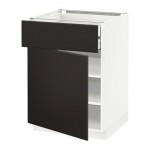 МЕТОД / МАКСИМЕРА Напольн шкаф двр/фр пнл/плк/2низ ящ - белый, Кунгсбакка антрацит, 60x60 см МЕТОД / МАКСИМЕРА Напольн шкаф двр/фр пнл/плк/2низ ящ - белый, Кунгсбакка антрацит, 60x60 см