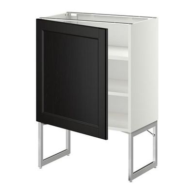 МЕТОД Напольный шкаф с полками - 60x37x60 см, Лаксарби черно-коричневый, белый