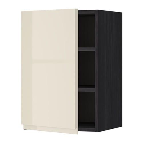 МЕТОД Шкаф навесной с полкой - под дерево черный, Воксторп глянцевый светло-бежевый, 40x60 см МЕТОД Шкаф навесной с полкой - под дерево черный, Воксторп глянцевый светло-бежевый, 40x60 см