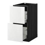 МЕТОД / МАКСИМЕРА Напольн шкаф 2фрнт/2выс ящ - 40x60 см, Рингульт глянцевый белый, под дерево черный