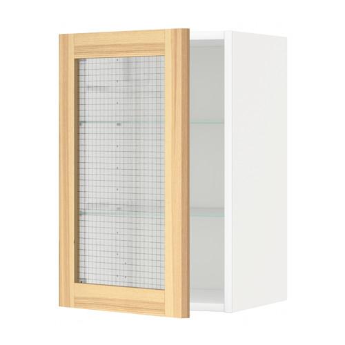 МЕТОД Навесной шкаф с полками/стекл дв - белый, Торхэмн естественный ясень, 40x60 см МЕТОД Навесной шкаф с полками/стекл дв - белый, Торхэмн естественный ясень, 40x60 см